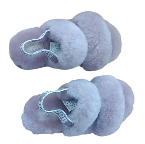NWOT Lavender Girls' Ugg Oh Yeah Purple Lamb's Fur Slipper Slide - Picture 1 of 7